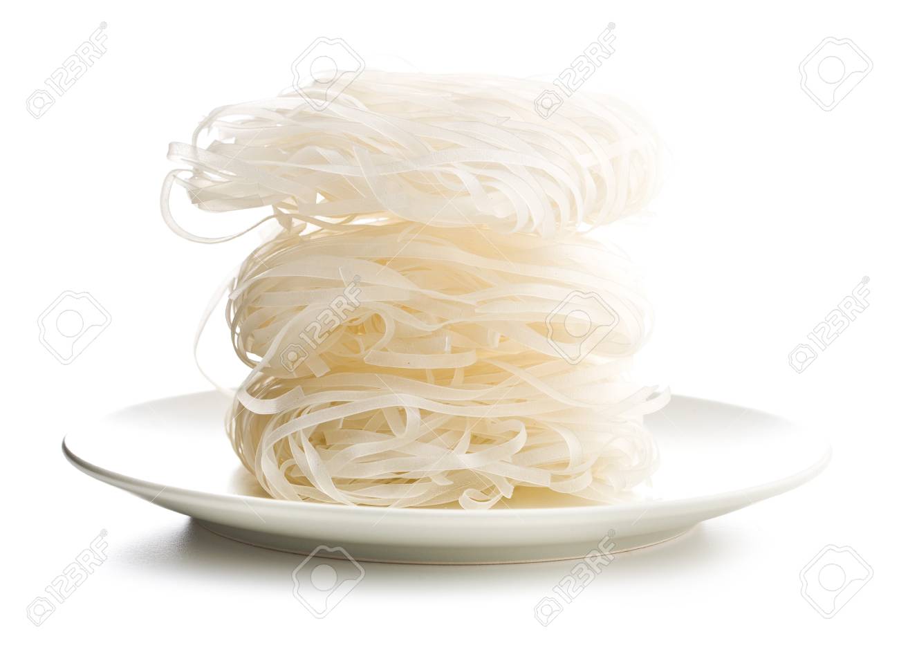 Dried Rice Noodles Isolated On White Background. Stock Photo ...